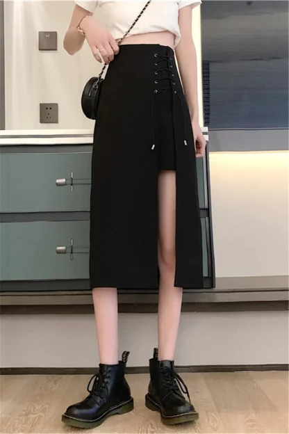 Big Split Midi Black Skirt - Image 5