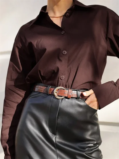 Elegant Front Split Black Skirt - Image 2