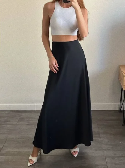 Soft Elegant Long Black Skirts - Image 2