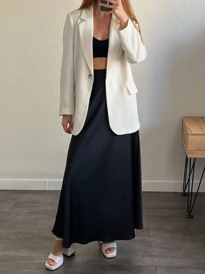 Soft Elegant Long Black Skirts - Image 3