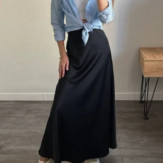 Soft Elegant Long Black Skirts