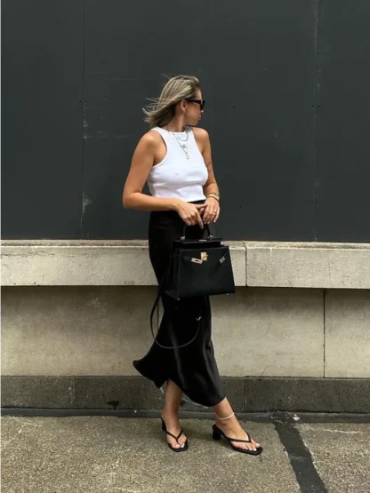 Soft Solid Elegant Black Skirts - Image 3