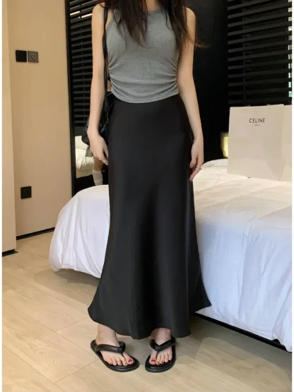 Soft Solid Elegant Black Skirts - Image 5