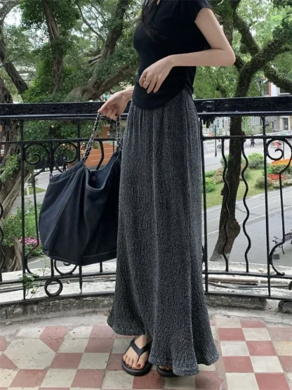 Sequin Slim Long Black Skirt - Image 2