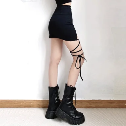 Criss Cross Sexy Black Skirt - Image 5