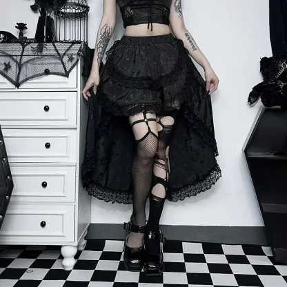High Low Lace Black Skirt