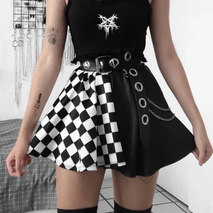 Sexy Plaid Mini Black Skirt - Image 5