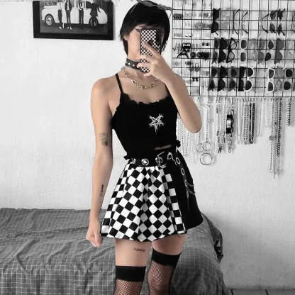 Sexy Plaid Mini Black Skirt - Image 3