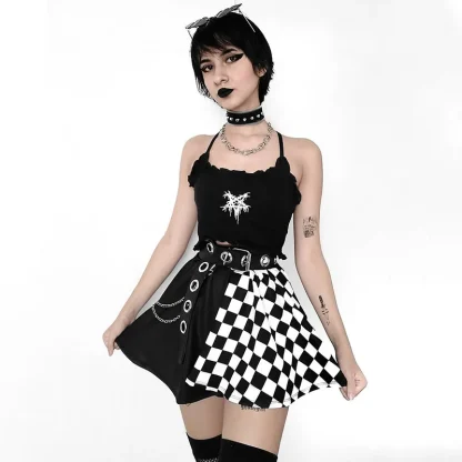 Sexy Plaid Mini Black Skirt - Image 4